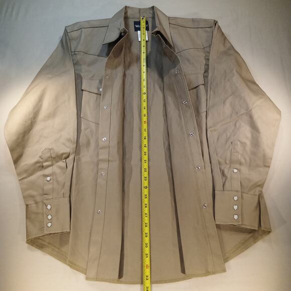 Wrangler Western Snap Shirt Men’s XL Long Sleeve Tan - Picture 3 of 7